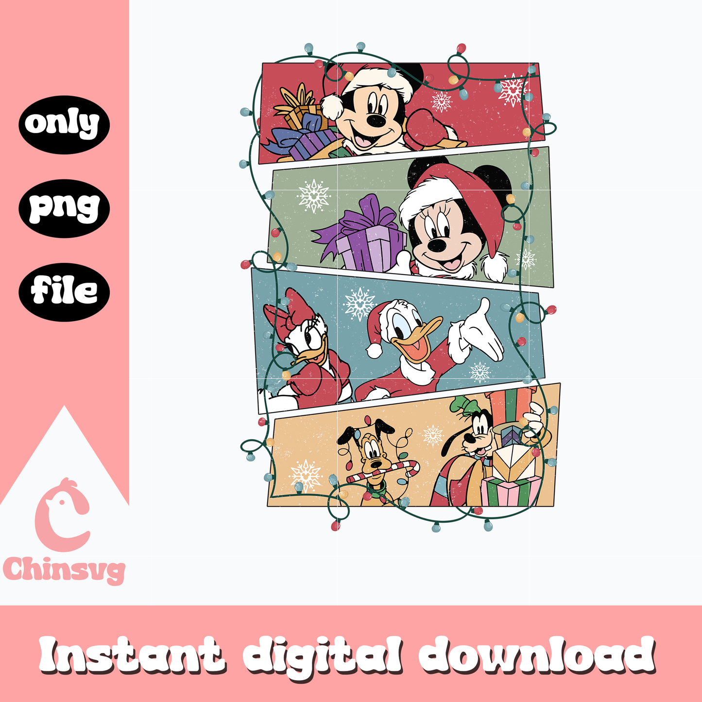 Mickey and friends lights png, mickey png, christmas png