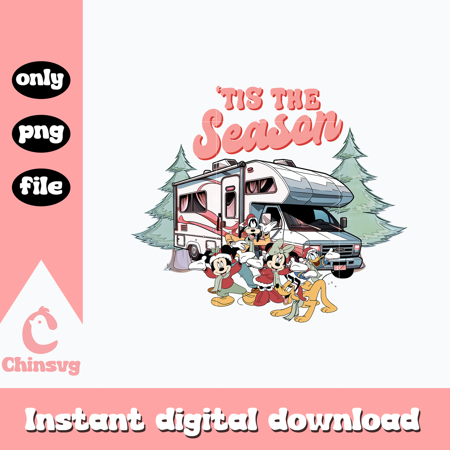 Mickey and friends tis the season png, mickey png, christmas png