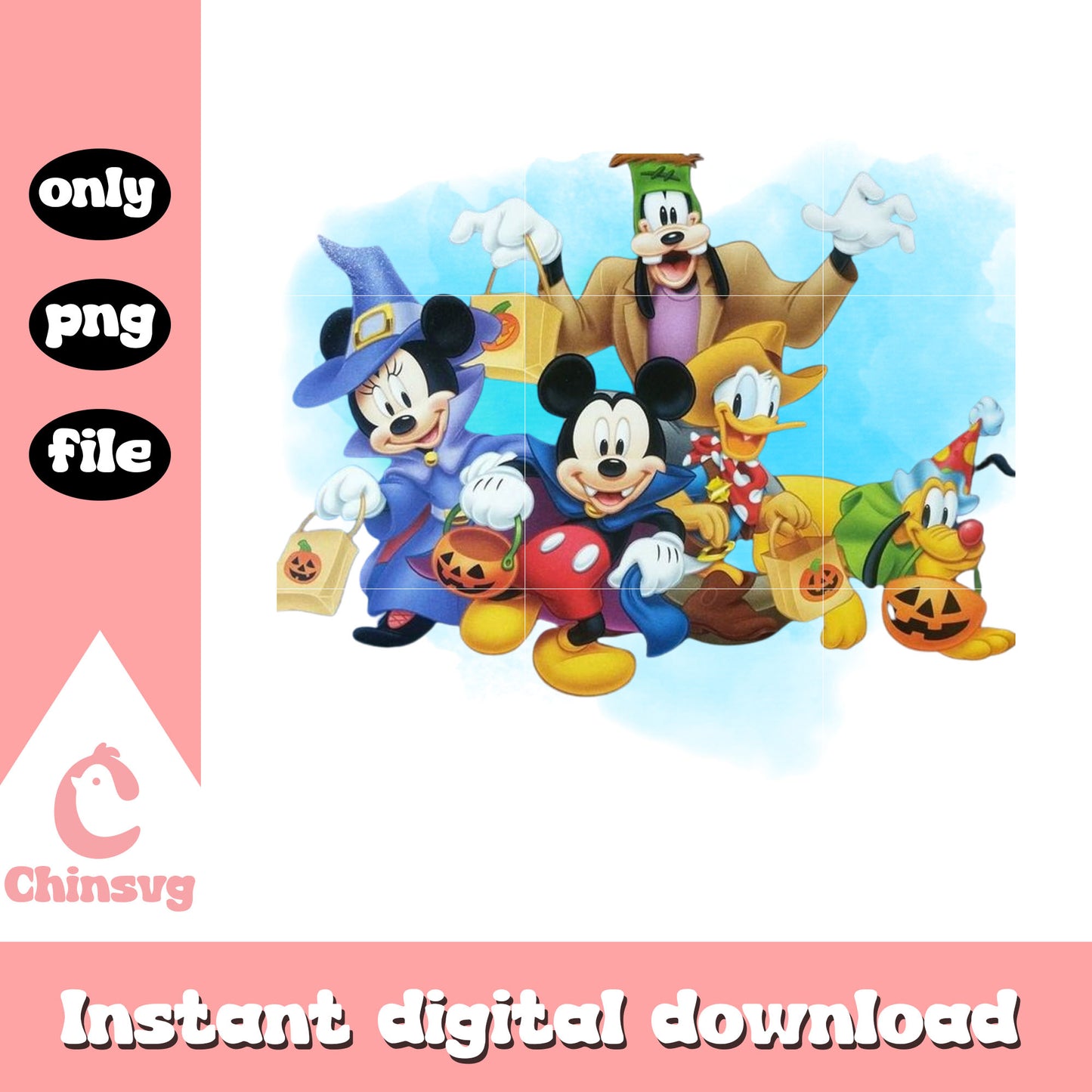 Mickey and friends trick or treat png, halloween day png