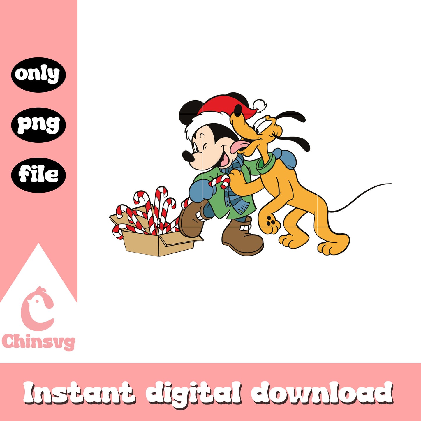 Mickey and pluto christmas candy cane png, pluto mickey png