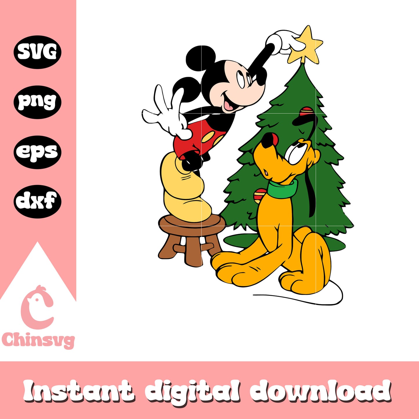 Mickey and pluto christmas tree svg, pluto and mickey svg