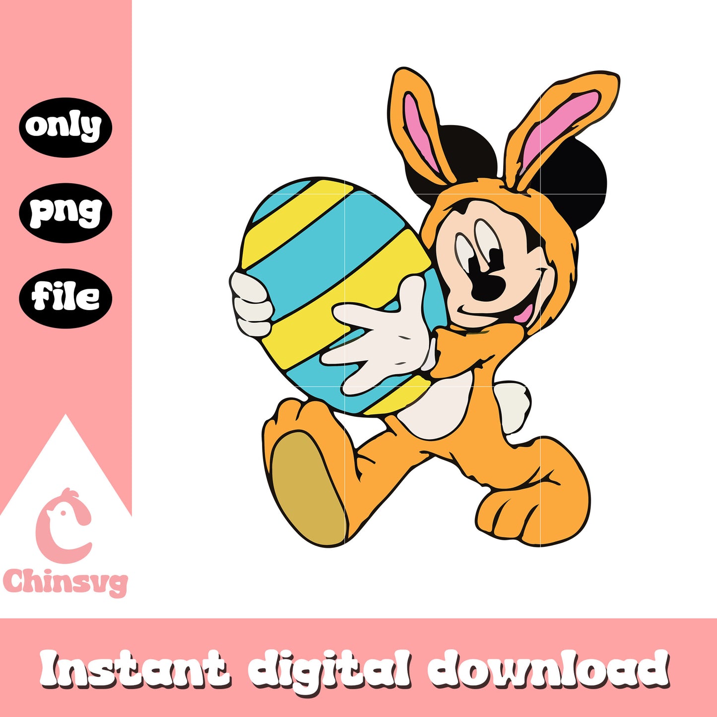 Mickey bunny orange and egg basket png, mickey easter eggs png