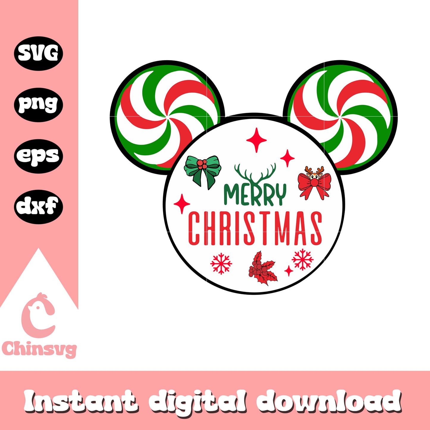 Mickey candy cane merry christmas svg, christmas day svg