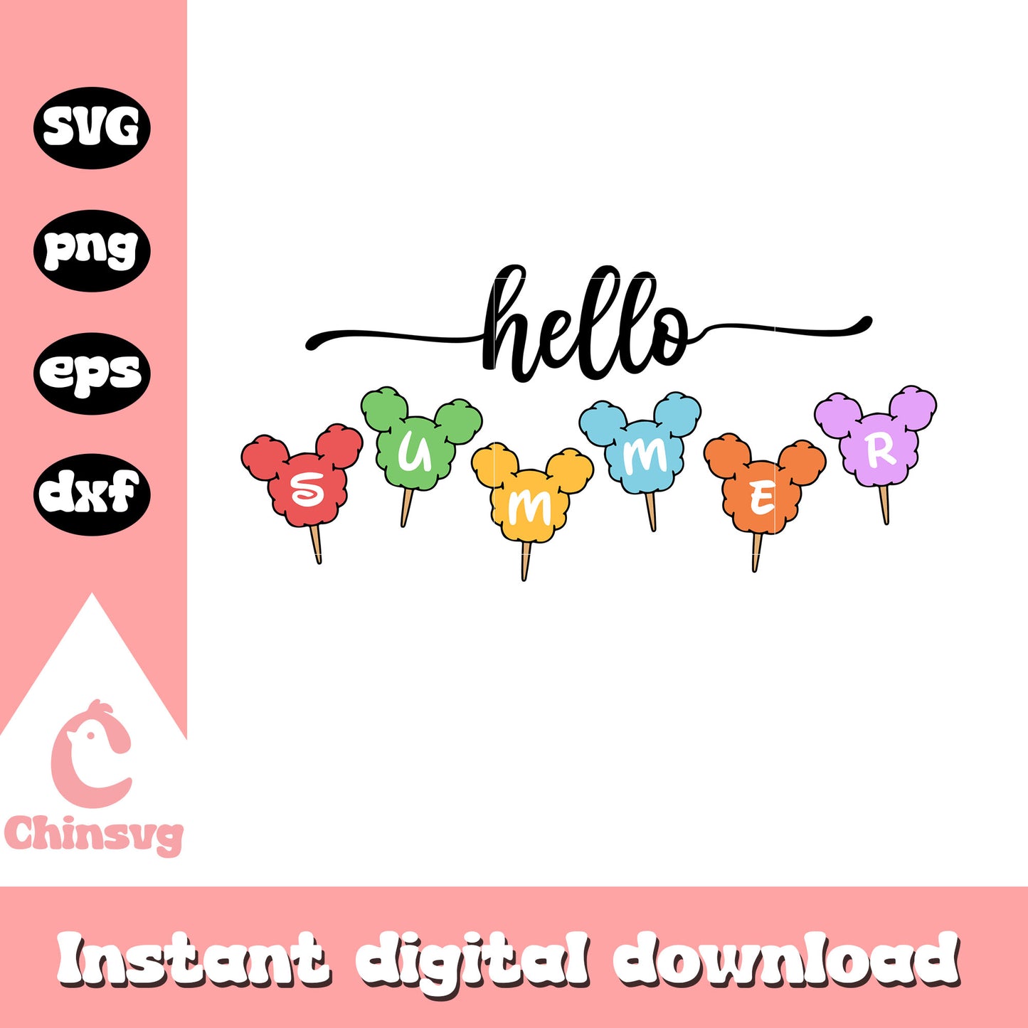 Mickey candy hello summer svg, mickey mouse head svg, disney svg