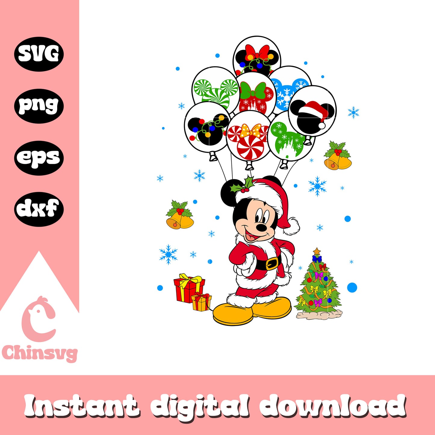 Mickey christmas balloon decor svg, christmas spirit svg