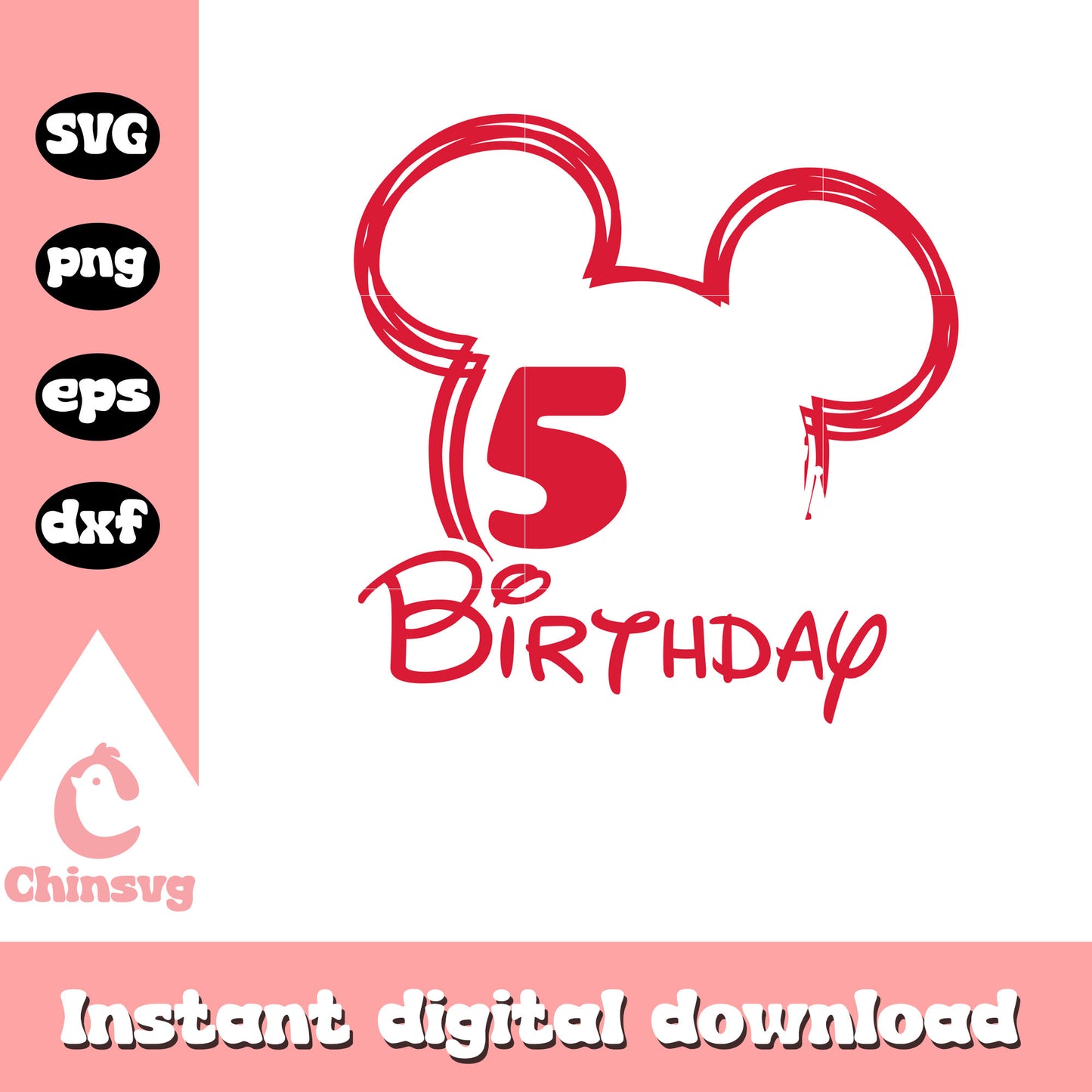 Mickey ears 5rd birthday design svg, mickey mouse ears svg