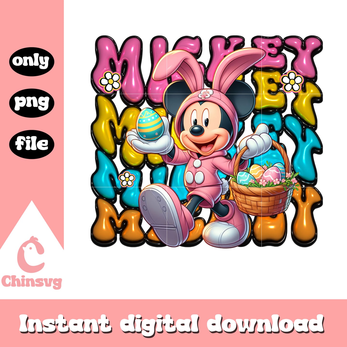Mickey easter font design png, easter day png, disney mickey png