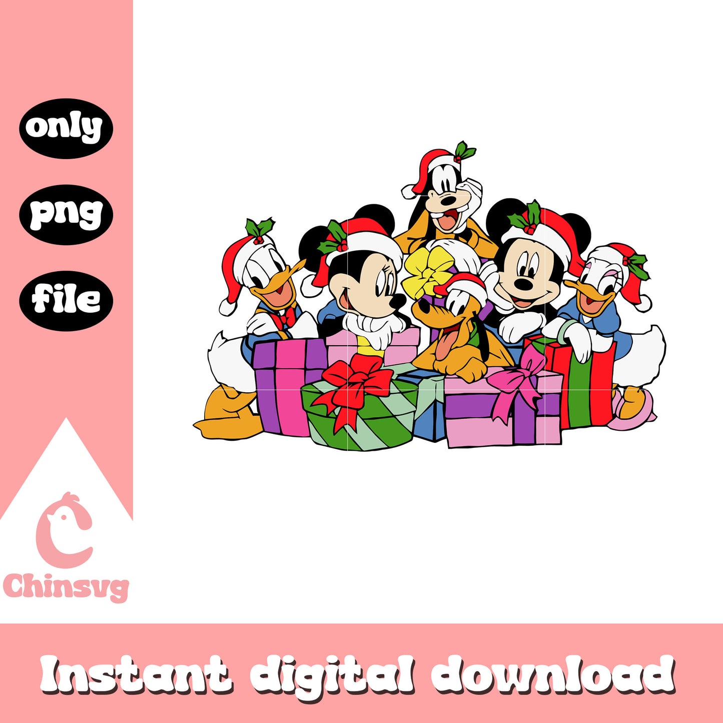 Mickey friends and christmas present png, christmas mickey and friends png