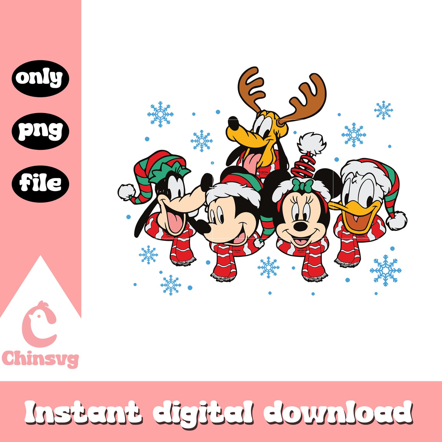 Mickey friends christmas snow design png, mickey and friends png (2)
