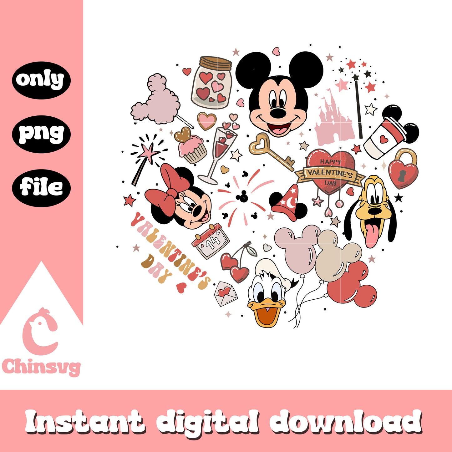 Mickey friends happy valentine's day png, valentine day png
