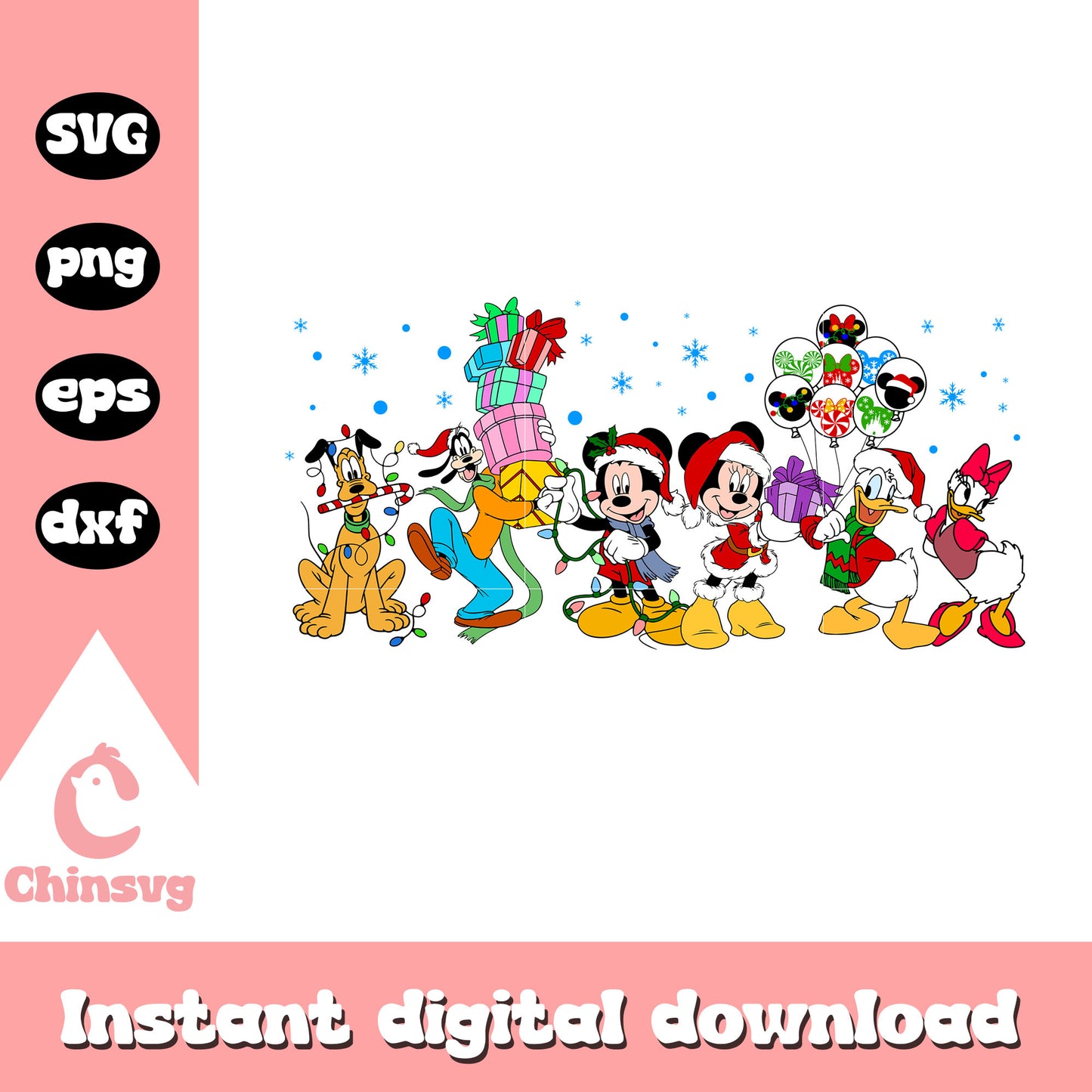 Mickey friends santa hat christmas snow svg, mickey and friends svg
