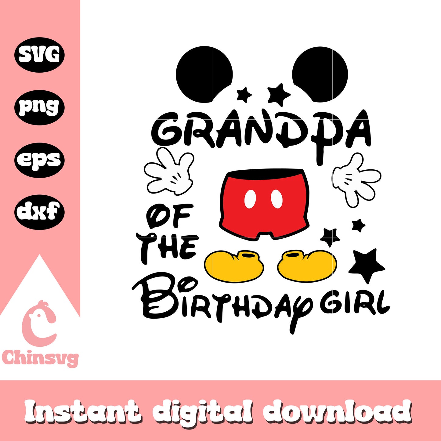 Mickey grandma of the birthday girl svg, mickey mouse birthday svg