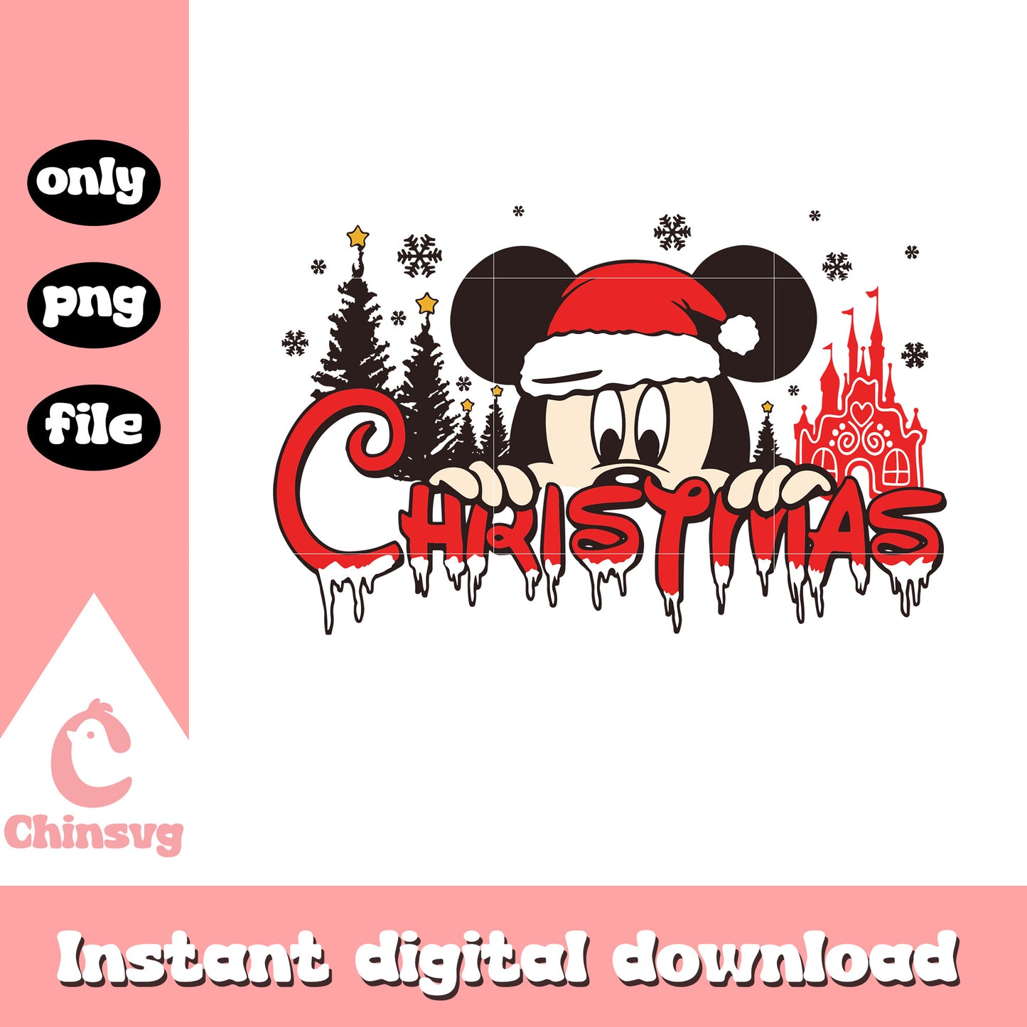 Mickey half face christmas design png, mickey christmas png