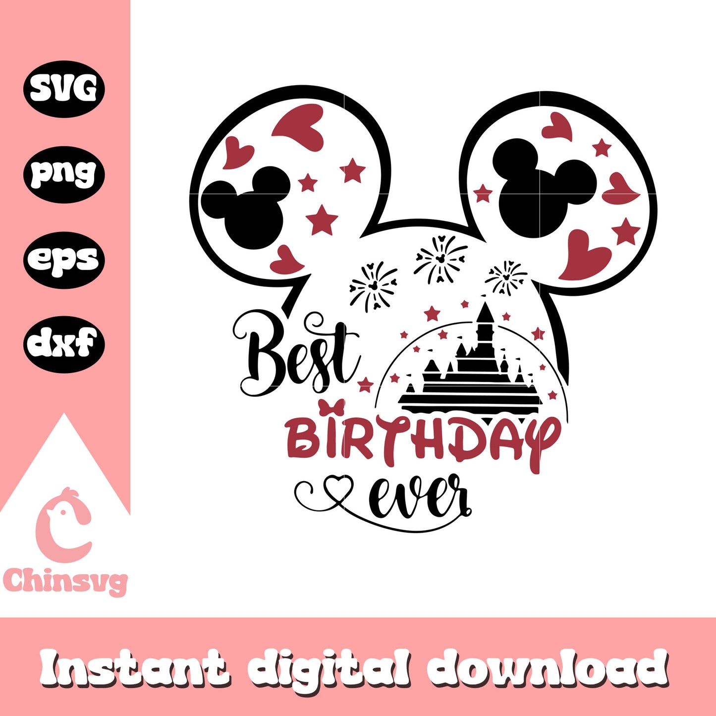 Mickey head best day ever svg, minnie mouse head svg, disney world castle svg