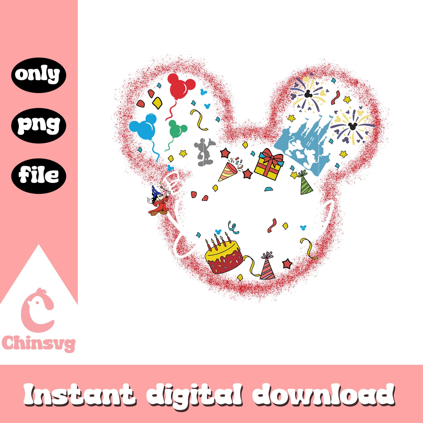 Mickey head birthday ever png, mickey mouse png, birthday png