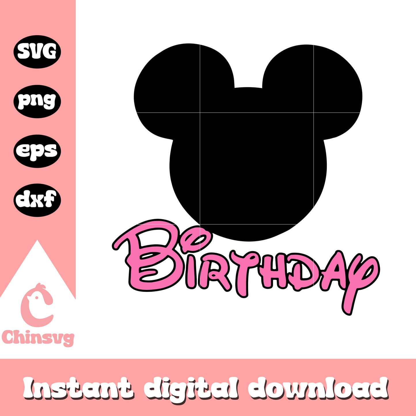 Mickey head black birthday design svg, mickey mouse head svg