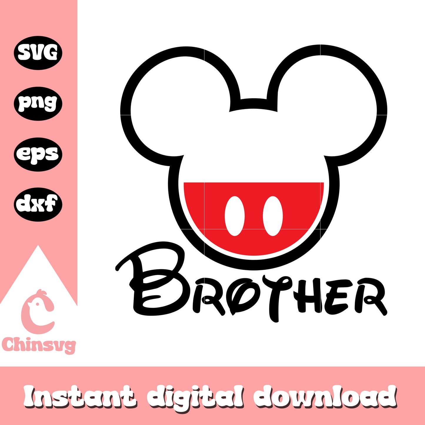 Mickey head brother design svg, mickey head svg, mickey mouse svg