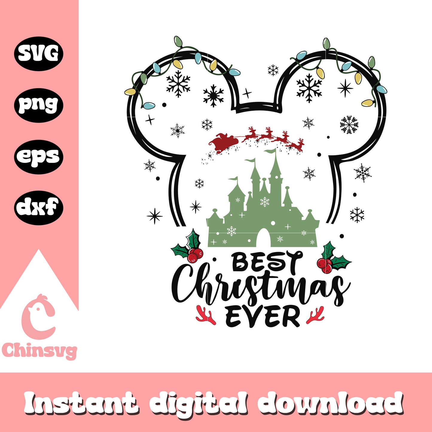 Mickey head castle best christmas ever svg, very mickey christmas svg