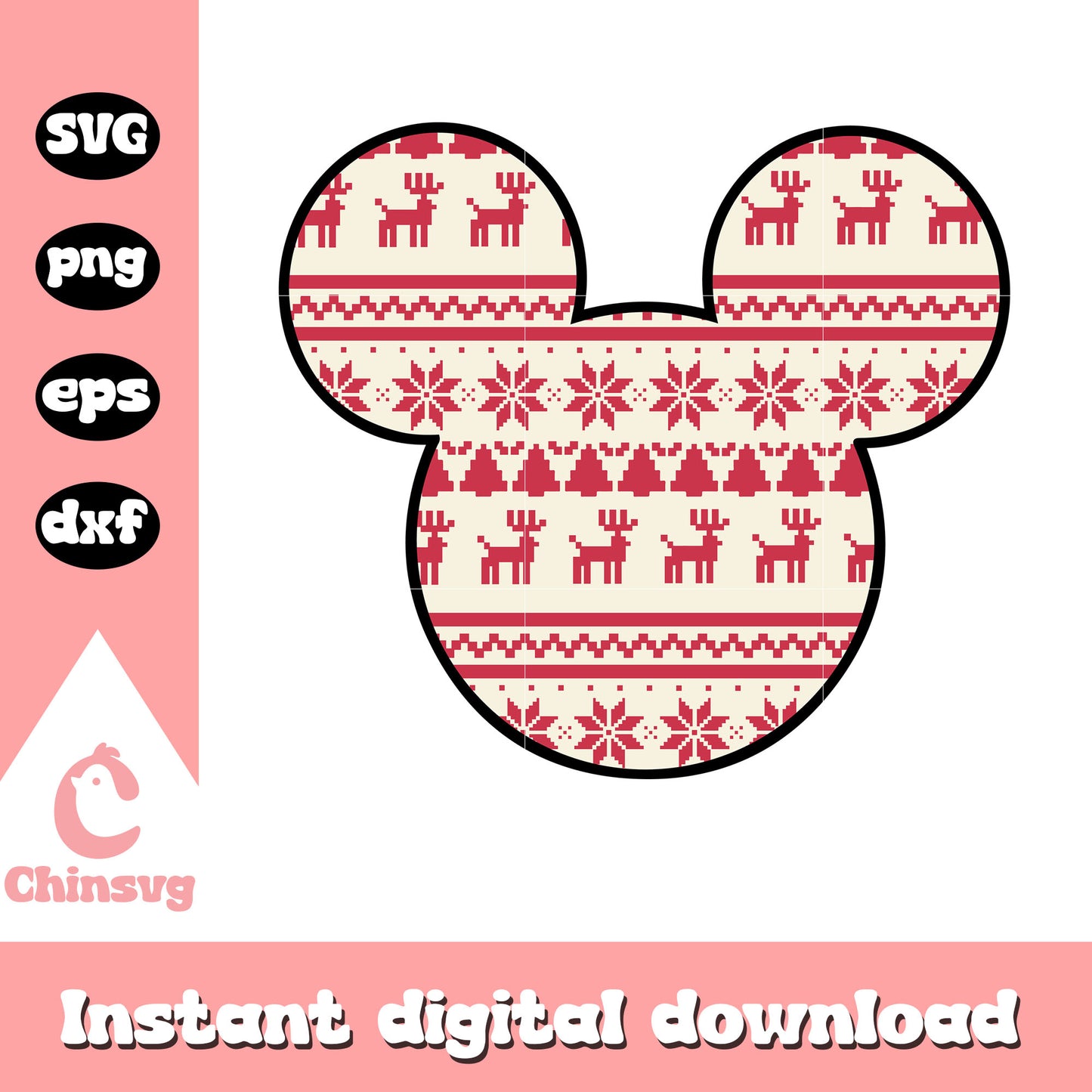 Mickey head christmas pattern svg, christmas mickey svg