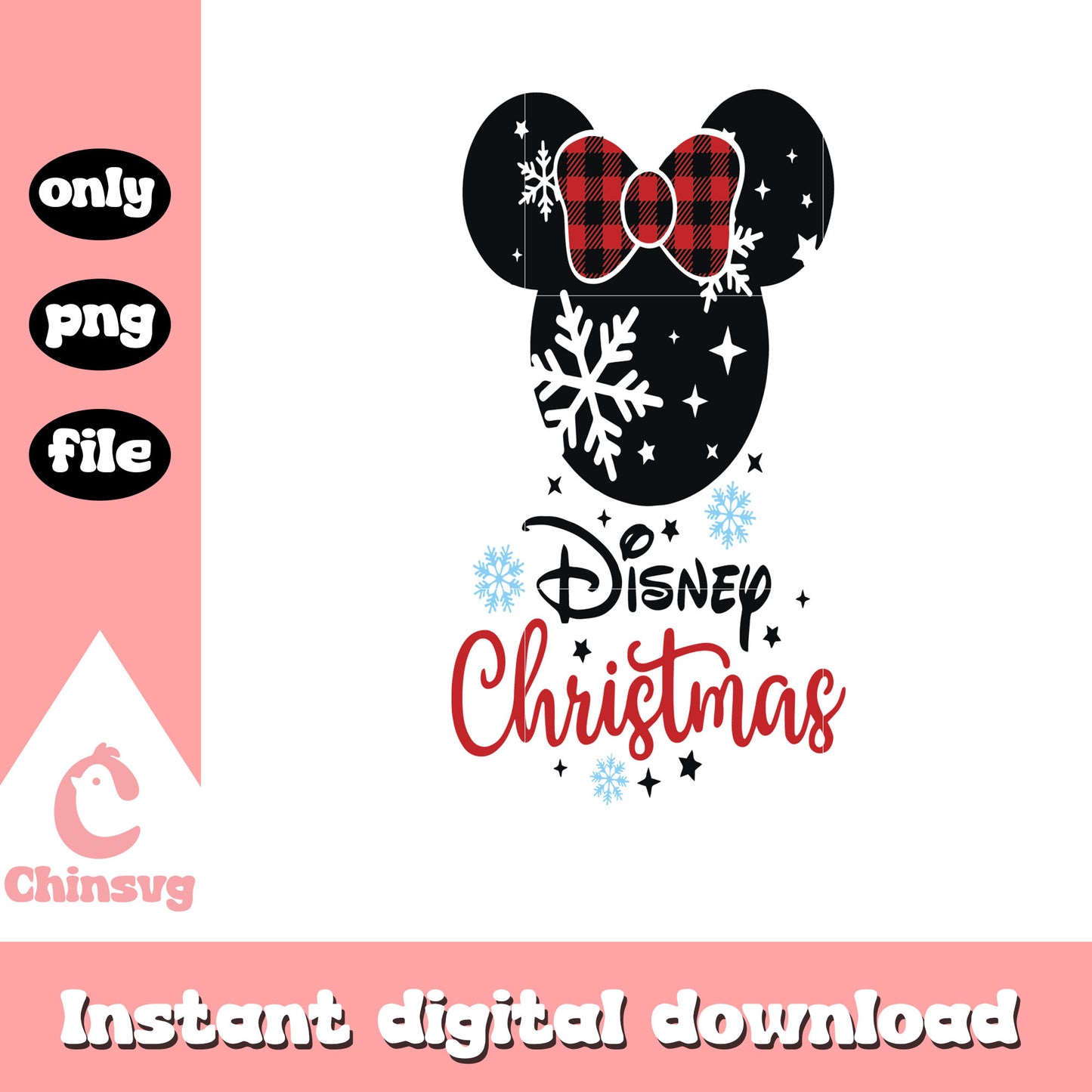 Mickey head disney christmas design png, minnie christmas ears png