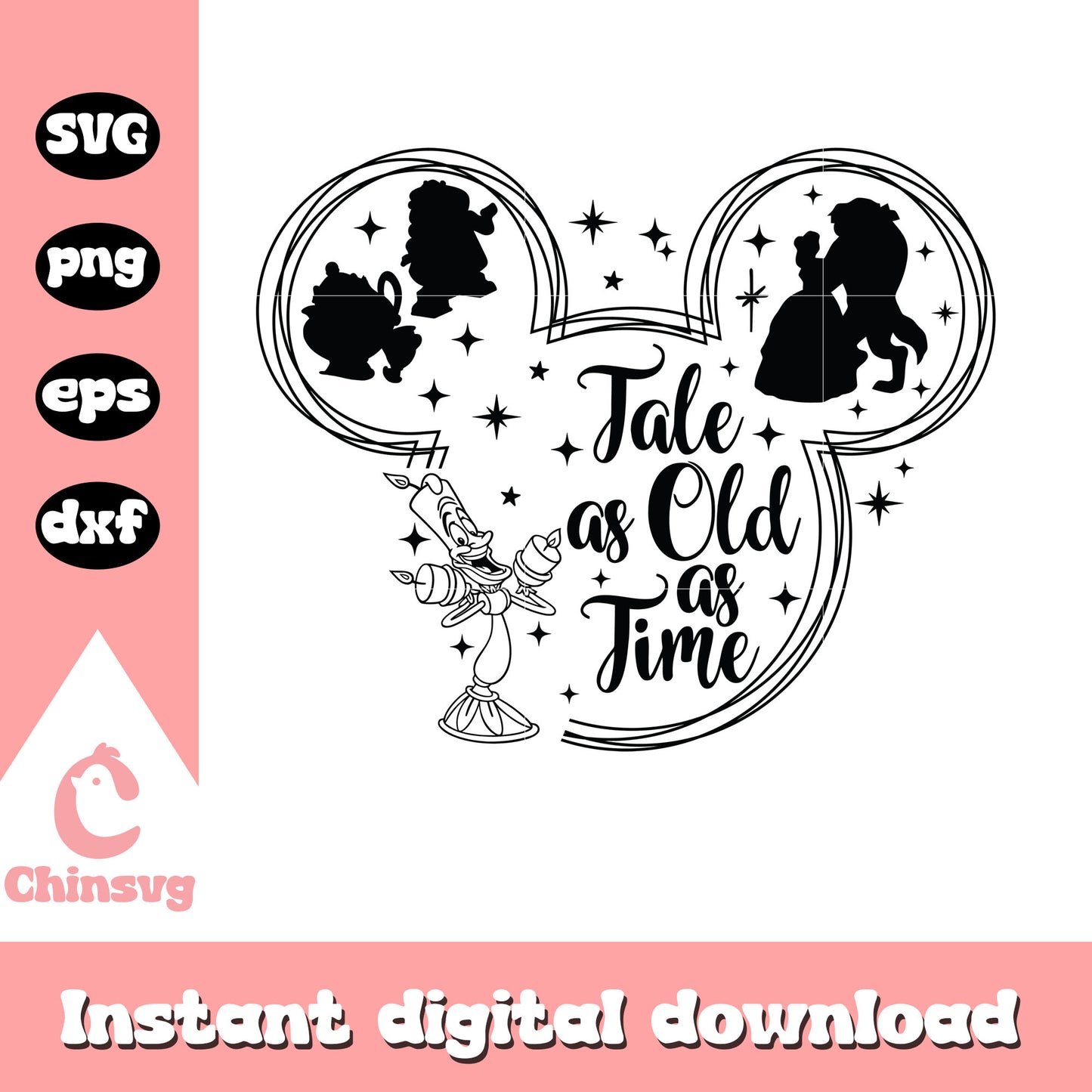 Mickey head tale as old as time svg, mickey mouse head svg