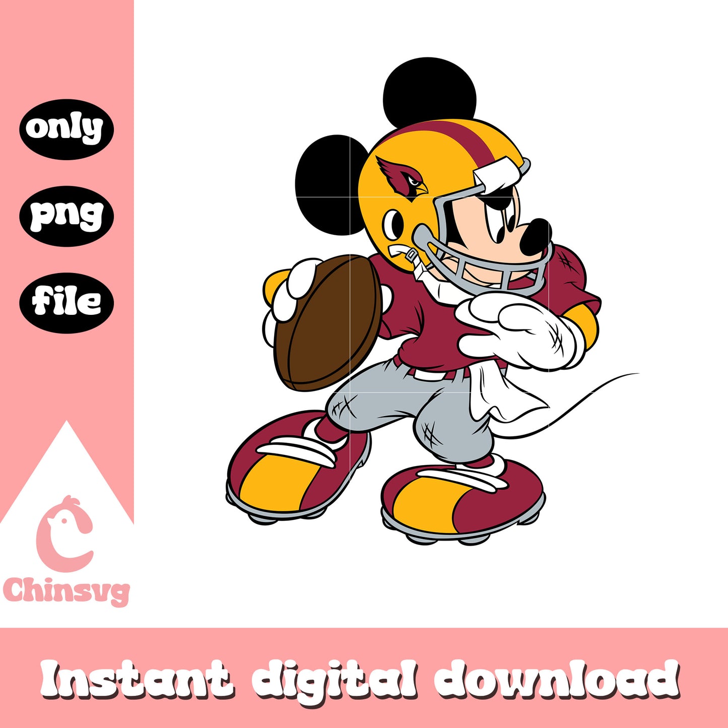 Mickey in team arizona cardinals png, arizona cardinals nfl png