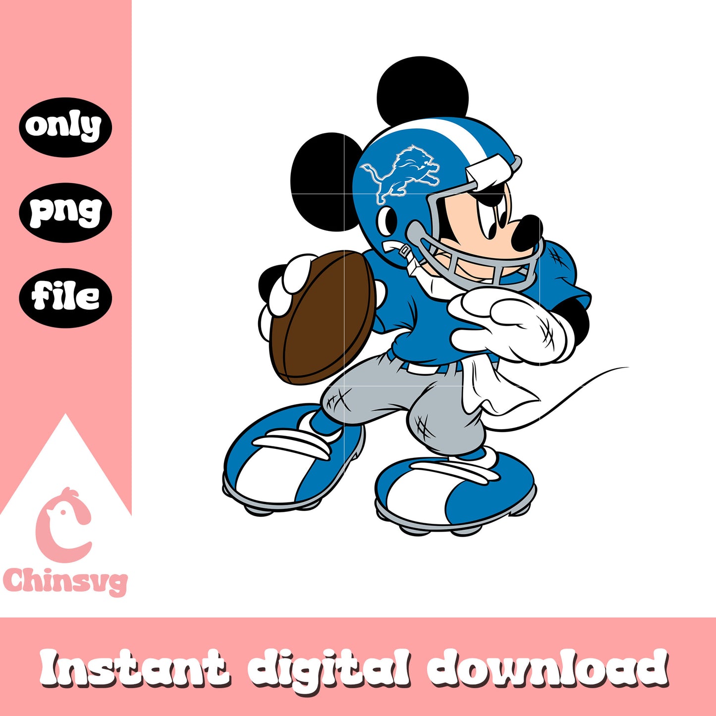 Mickey in team detroit lions png, detroit lions nfl png