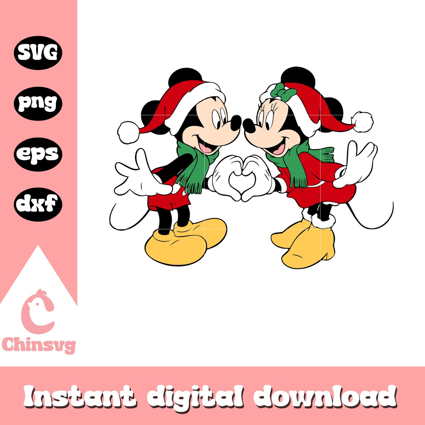 Mickey minnie hand heart christmas svg, christmas mickey and minnie svg
