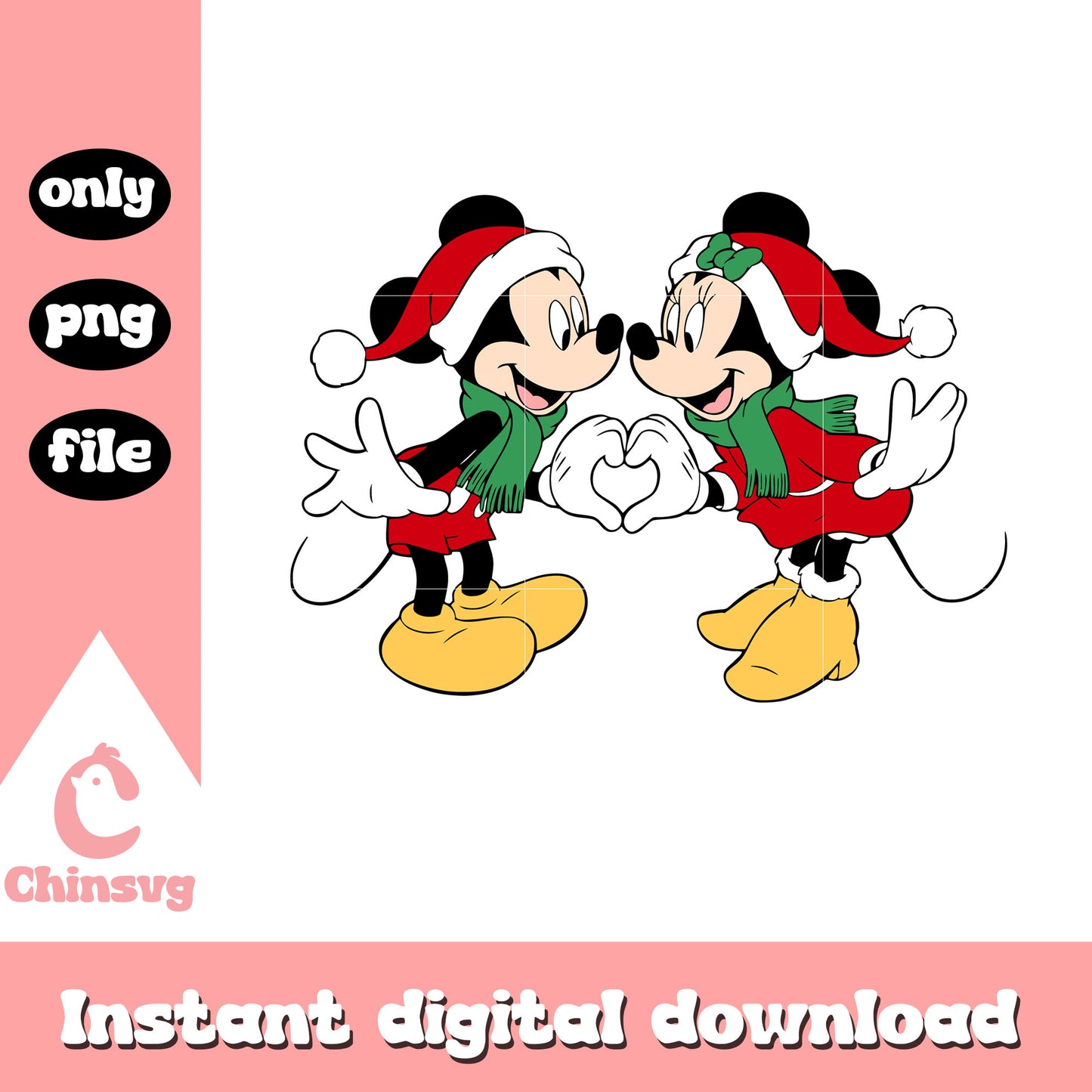 Mickey minnie hands heart christmas png, minnie and mickey christmas png