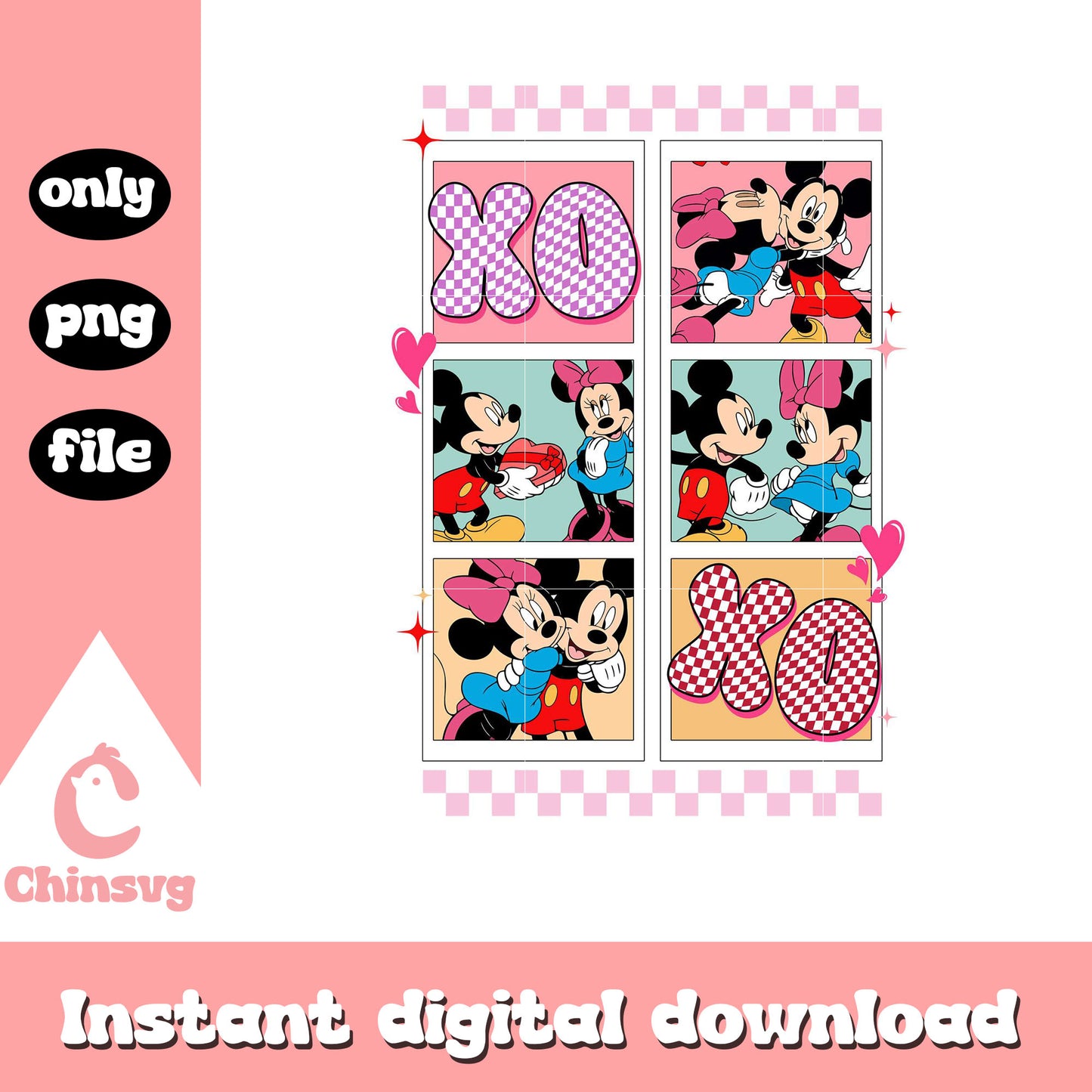 Mickey minnie xoxo valentine day png, disney valentine png