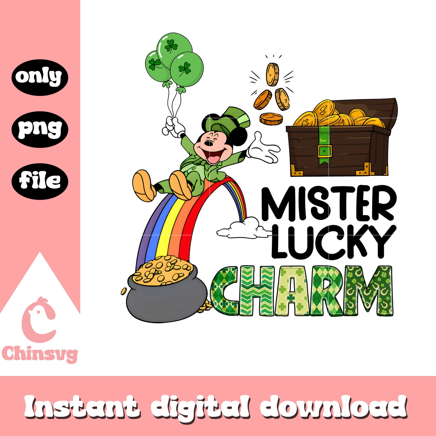 Mickey mister lucky charm png, happy saint patricks day png
