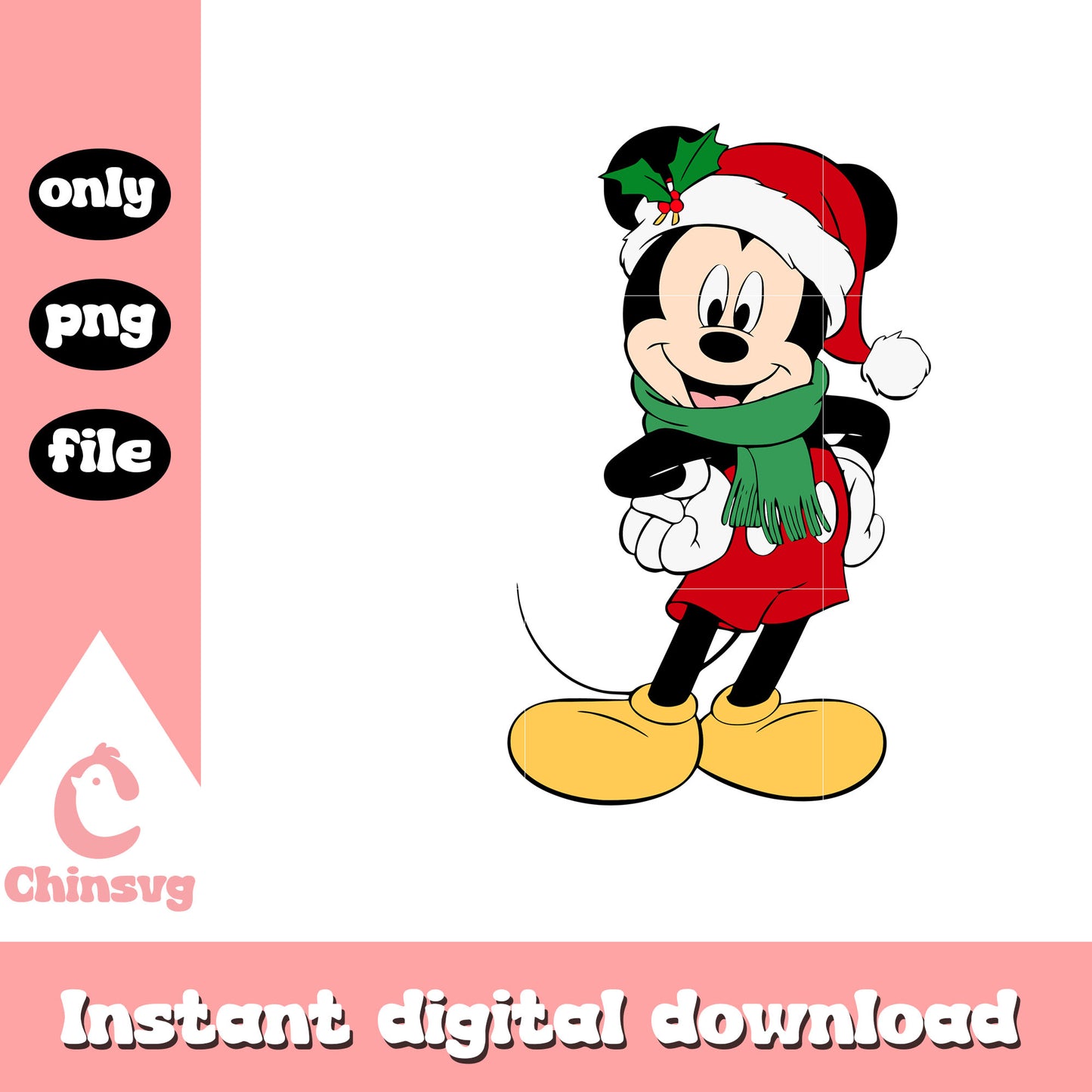 Mickey mosue christmas design png, mickey christmas png