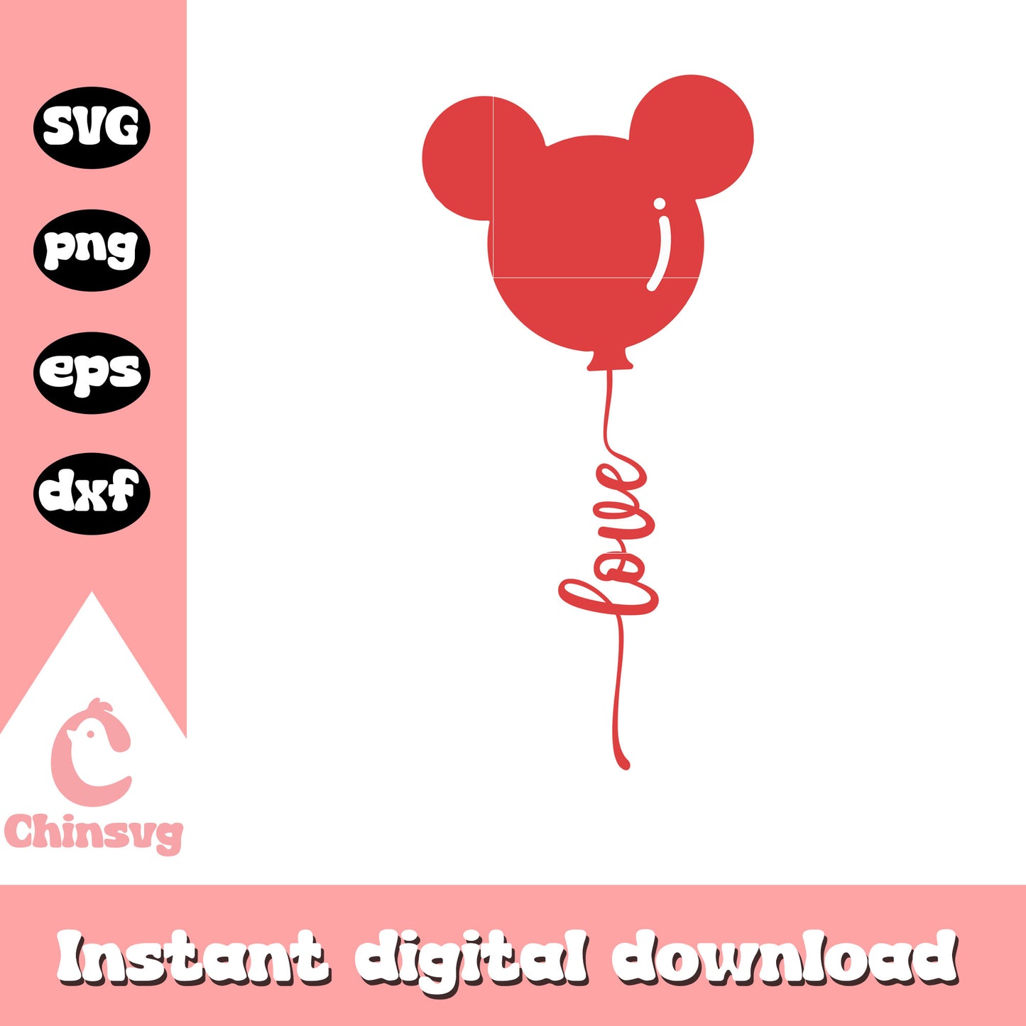 Mickey mouse Love balloon svg, mickey mouse head svg, disney svg