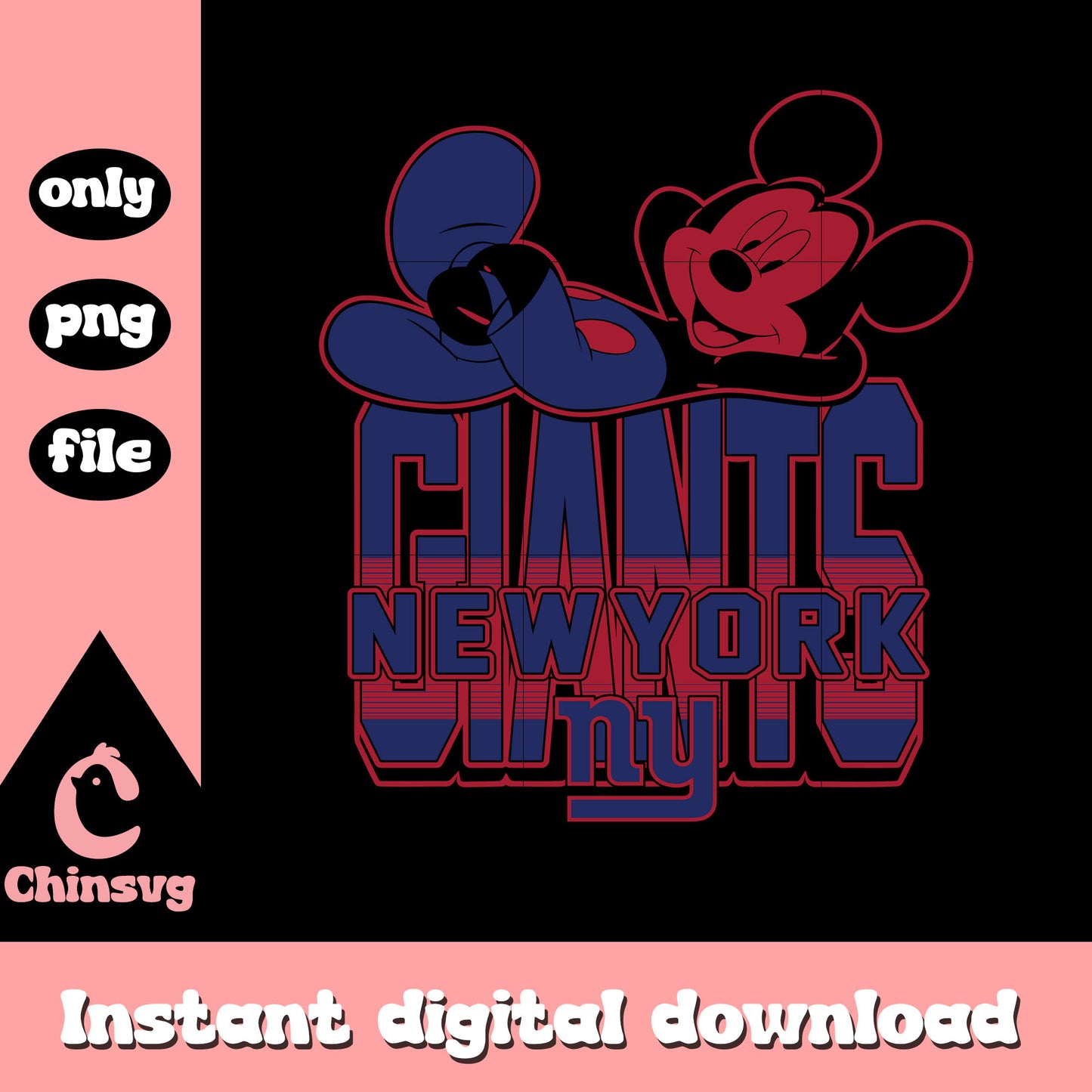 Mickey mouse and new york giants football team svg, new york giants svg