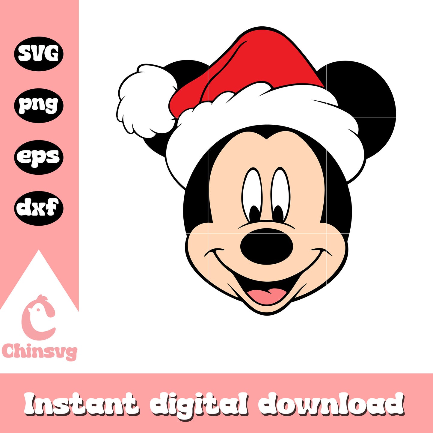 Mickey mouse face santa hat christmas svg, mickey santa hat svg