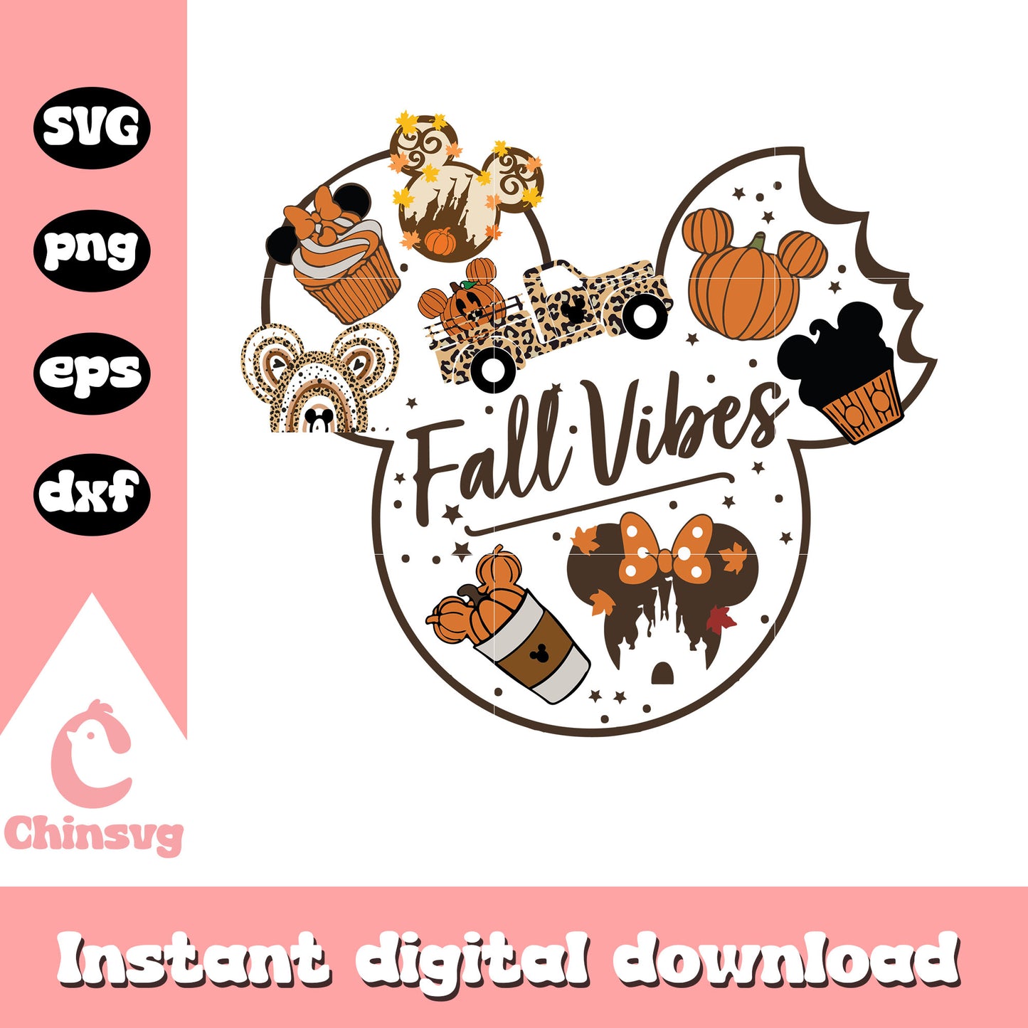 Mickey mouse head fall vibes svg, mickey mouse autumn, disney svg