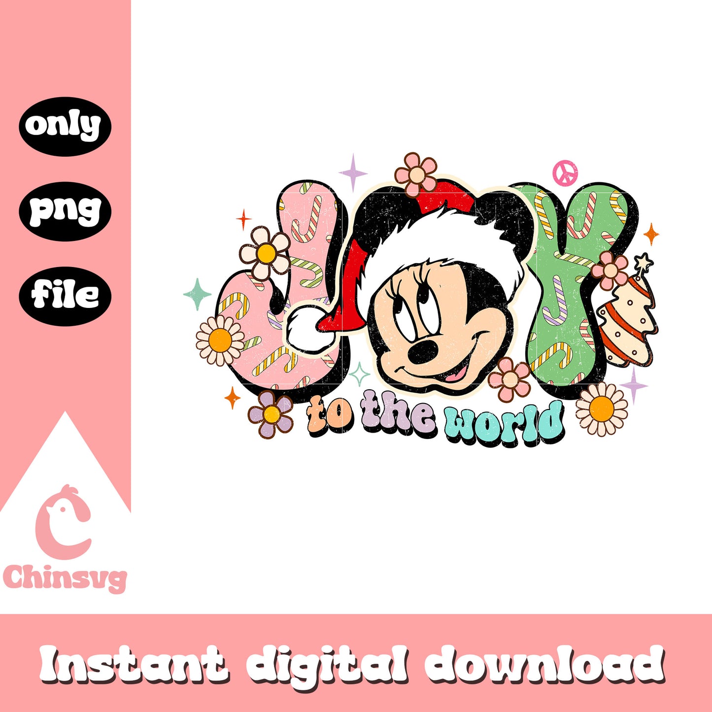 Mickey head joy to the world png, mickey head christmas png
