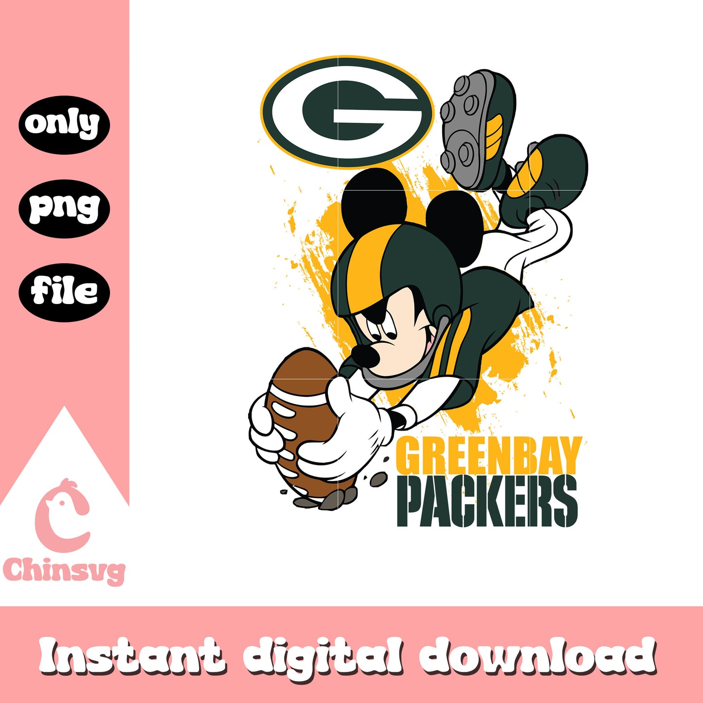 Mickey mouse on the green bay packers football team png, nfl png