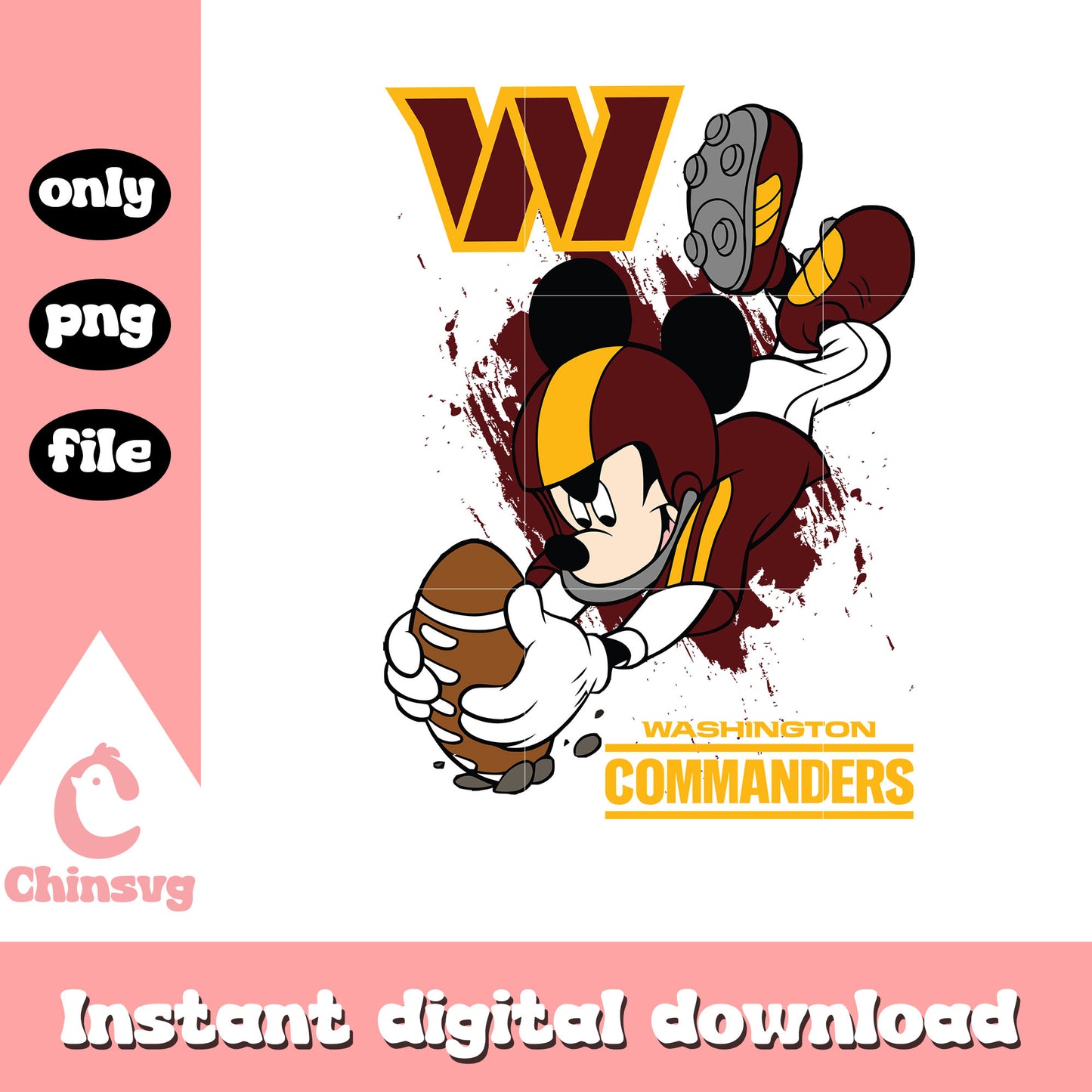 Mickey mouse on the washington commanders football team png, nfl png
