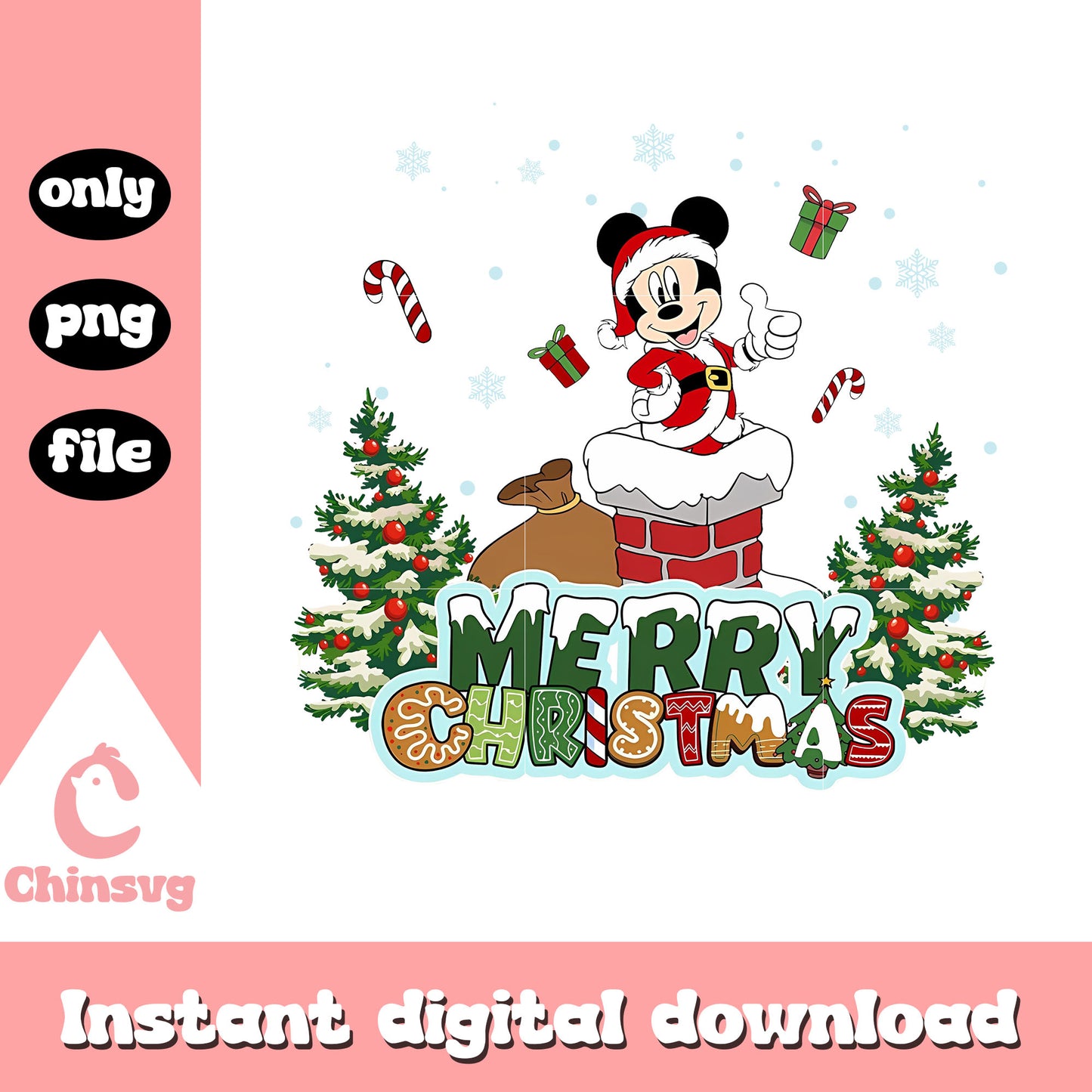 Mickey mouse santa christmas snow design png, christmas mickey mouse png