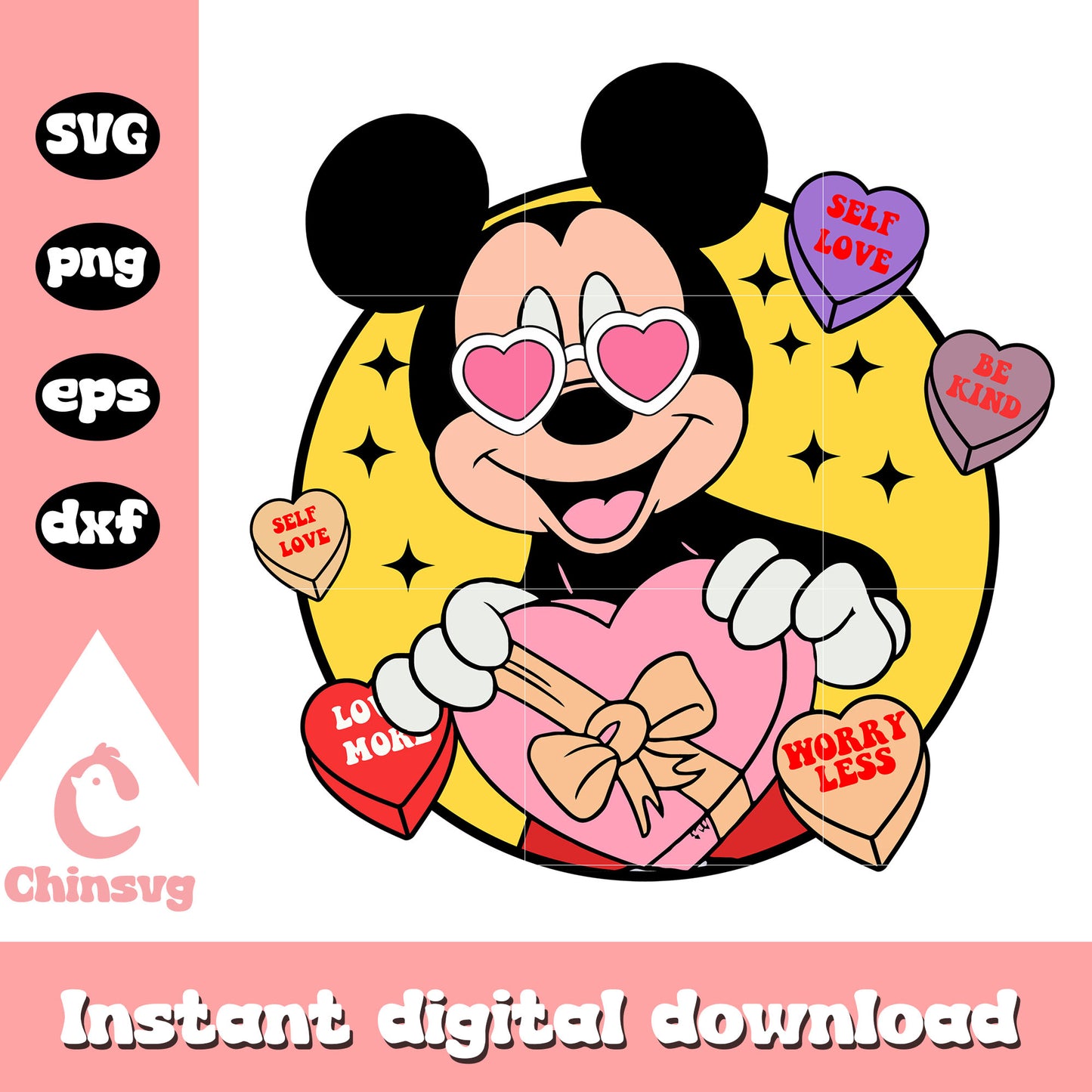 Mickey mouse self love valentine svg, mickey mouse valentine