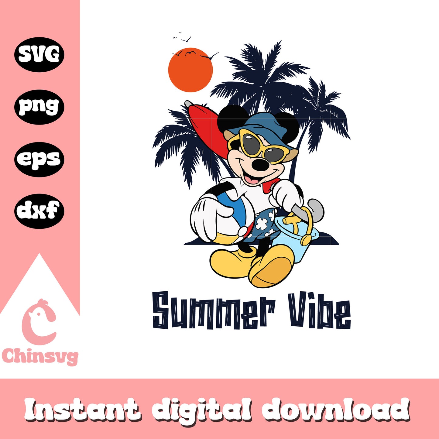Mickey mouse summer vibe svg, mickey mouse svg, summer vibes svg