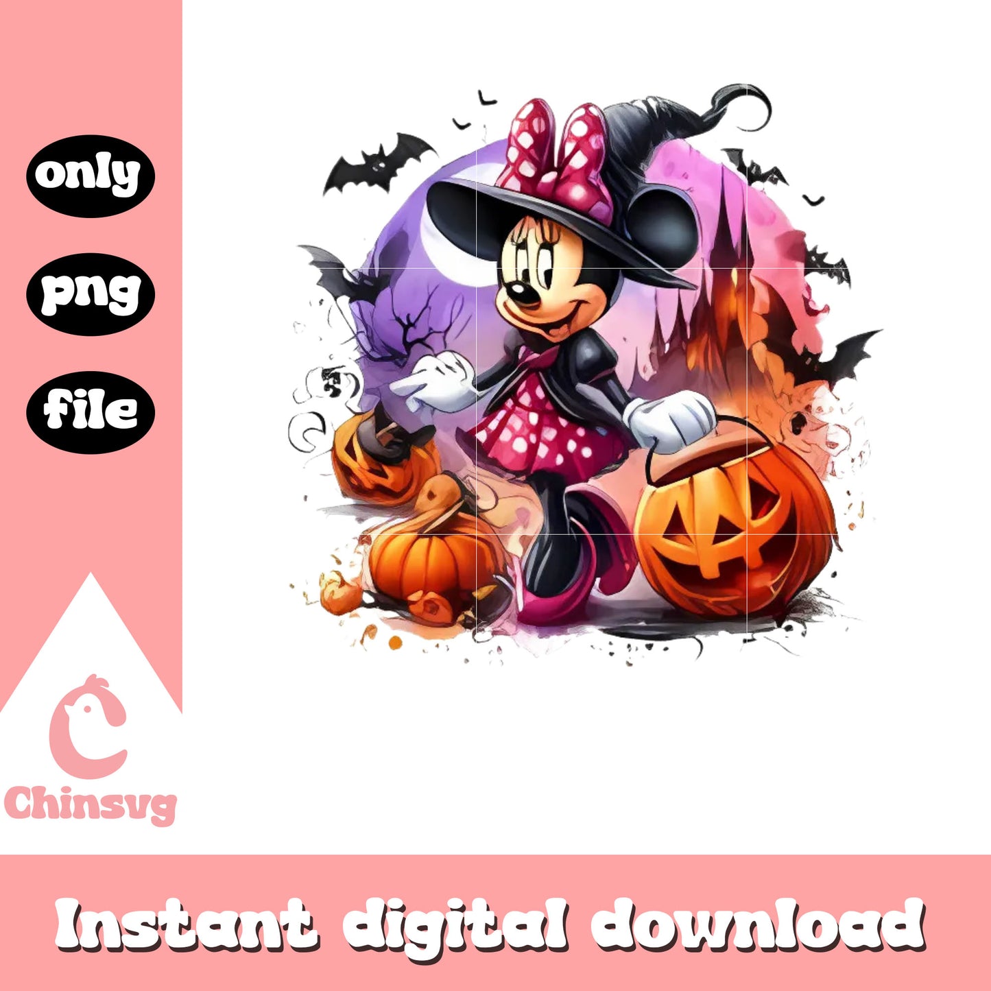 Mickey mouse witch and pumpkin png, minnie mouse png