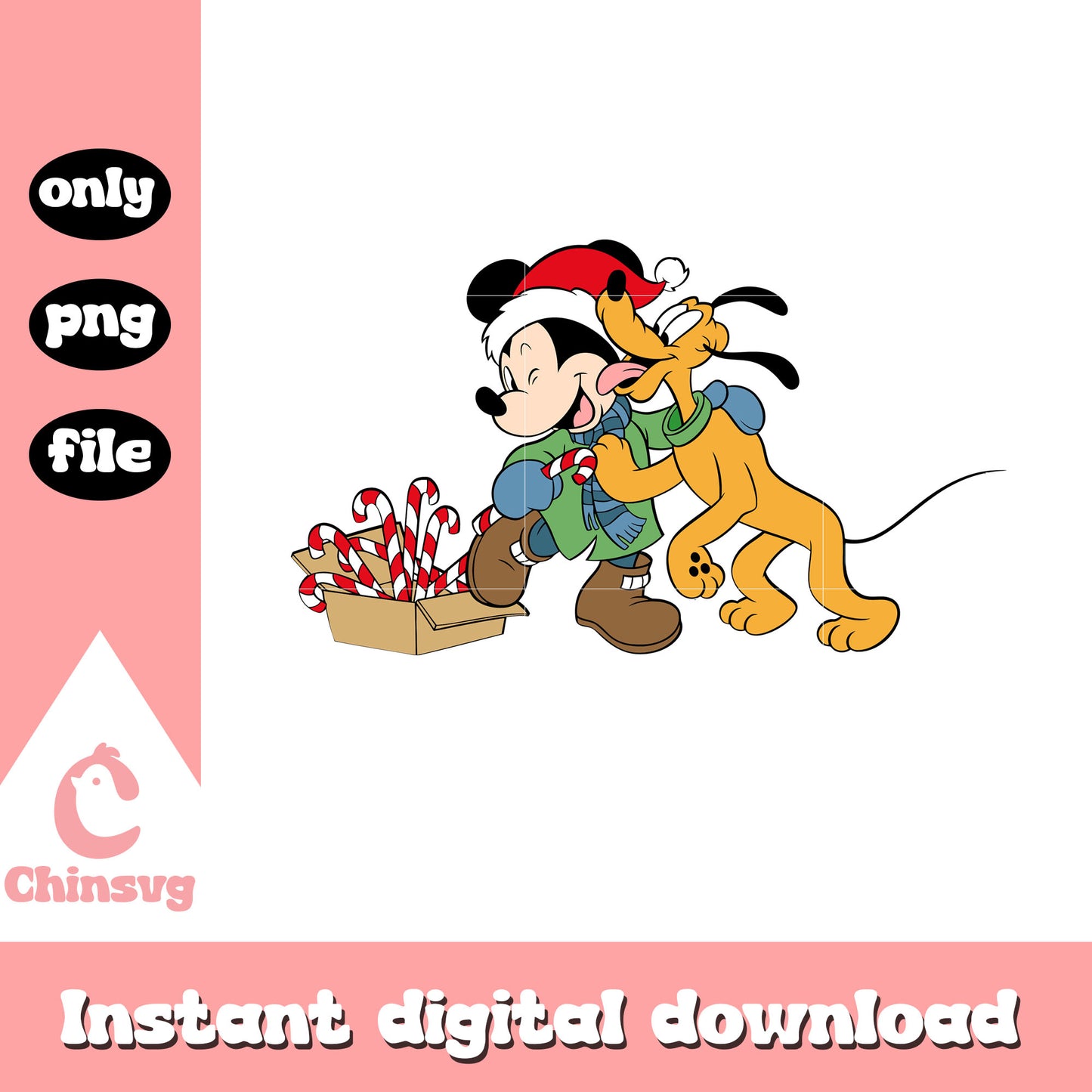 Mickey pluto and christmas candy png, mickey pluto christmas png