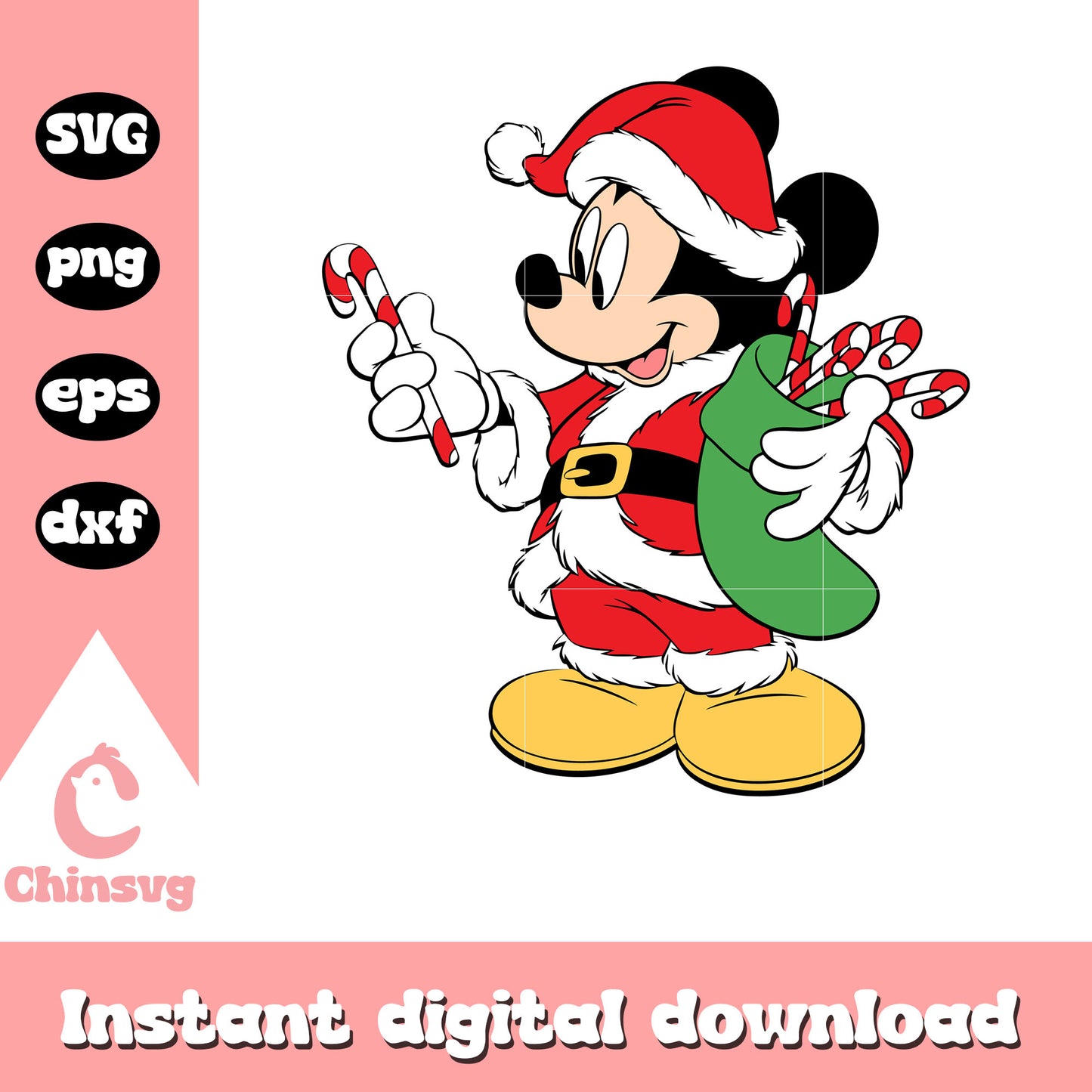 Mickey santa claus and christmas present svg, mickey mouse christmas svg