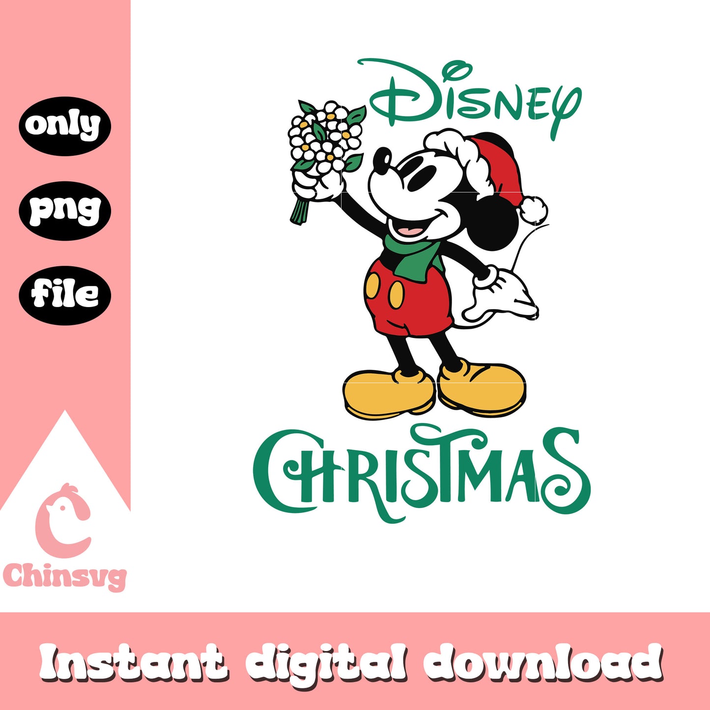 Mickey santa disney christmas design png, disney christmas png