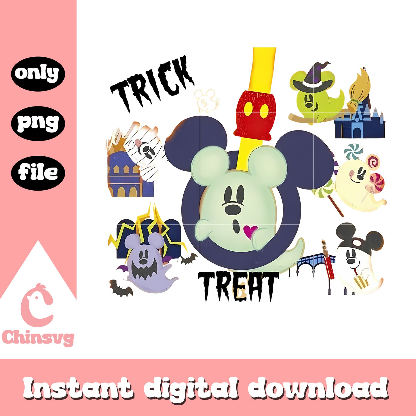 Mickey walt disney trick treat design png, walt disney world png