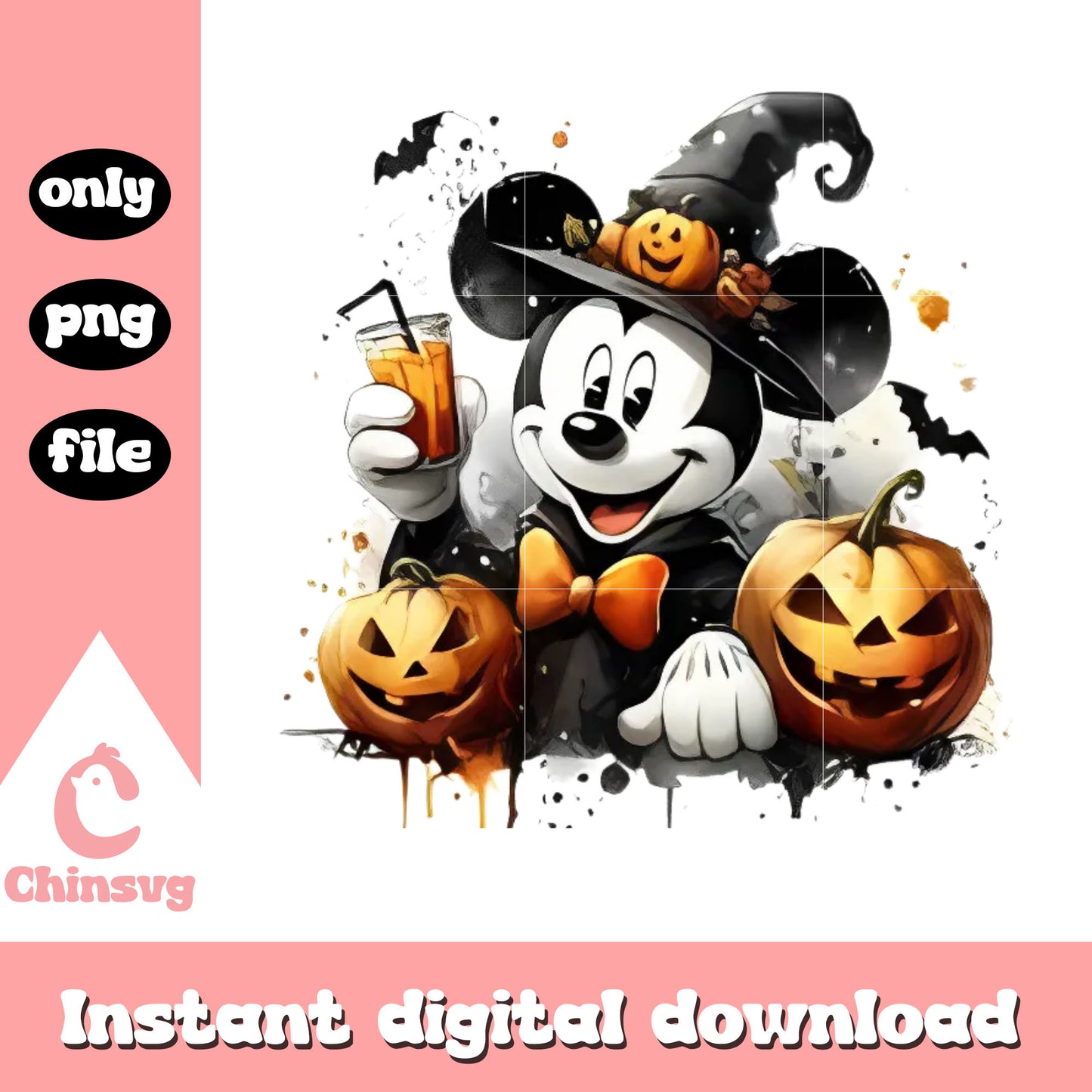 Mickey witch halloween pumpkin png, halloween candy png