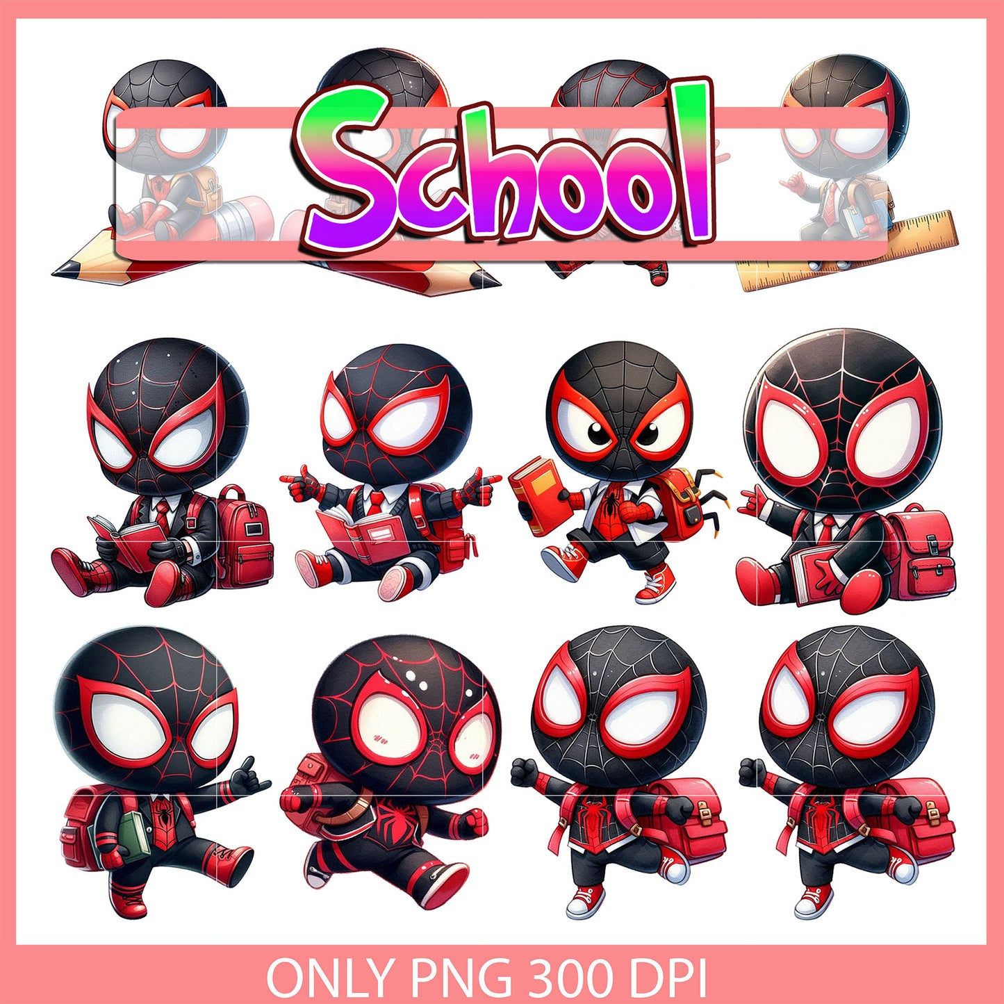 Miles morales back to school design bundle png, miles morales png