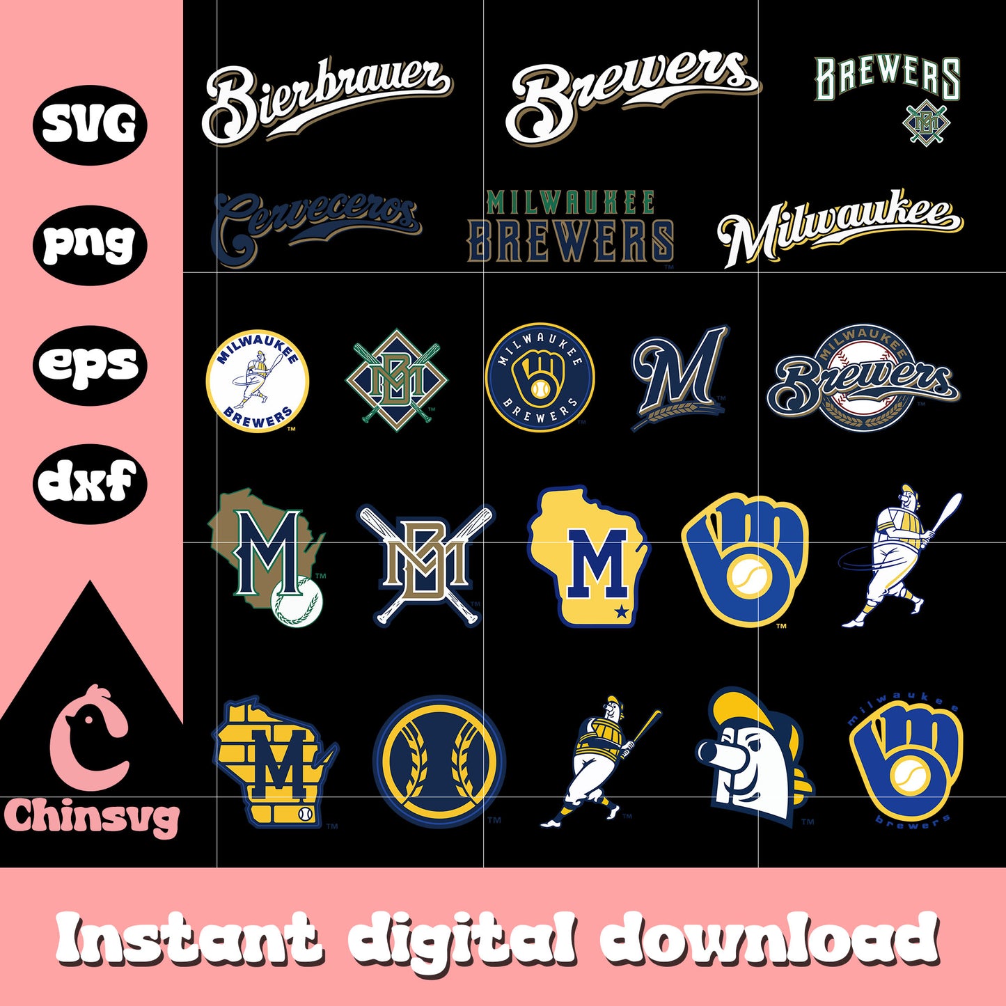 Milwaukee brewers logo design bundle svg, milwaukee brewers svg